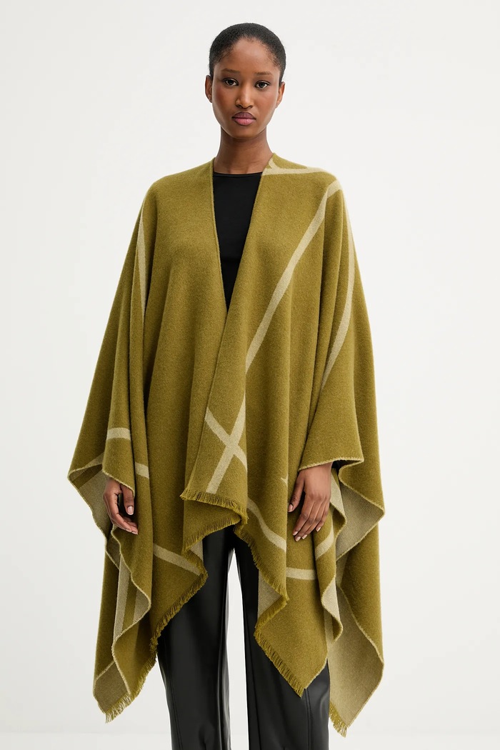 Vlněné pončo MM by Max Mara GIUDEA vlna zelená 2526546037600
