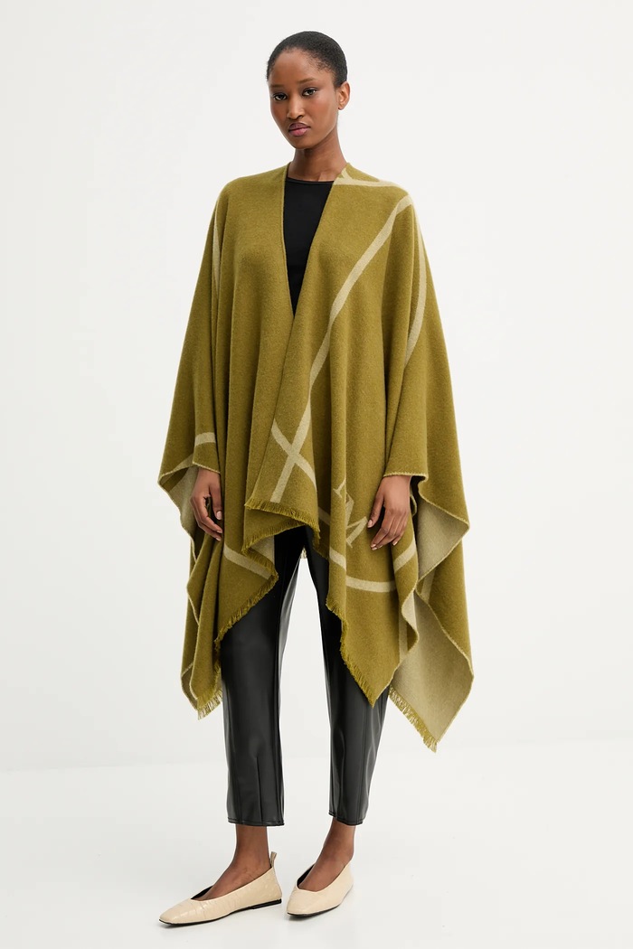 Vlněné pončo MM by Max Mara GIUDEA 2526546037600 zelená AW25