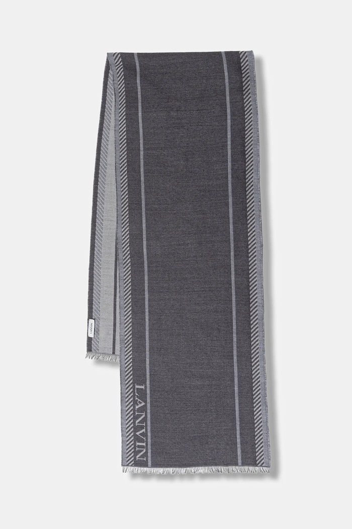 Lanvin szalik z dodatkiem wełny drobny wzór szary 710009280