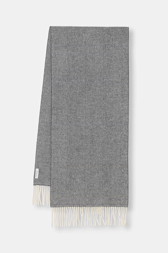 Lanvin Κασκόλ γυναικείο μάλλινο ύφασμα γκρί 710002440
