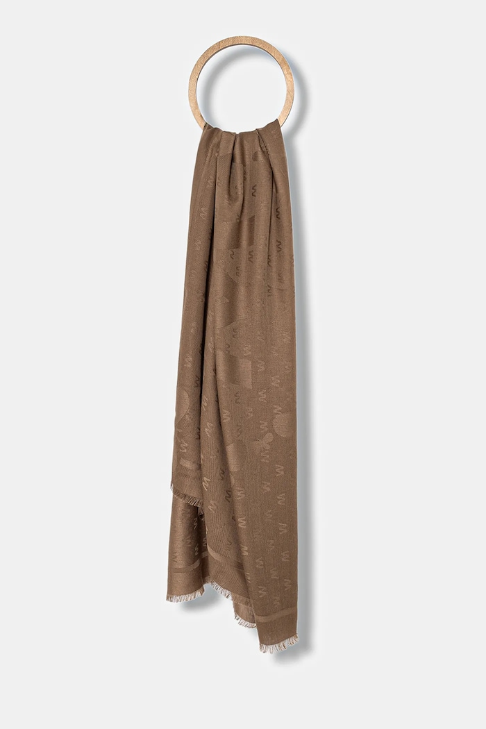 Weekend Max Mara eșarfă cu lână DIRE panza maro 2525546075600