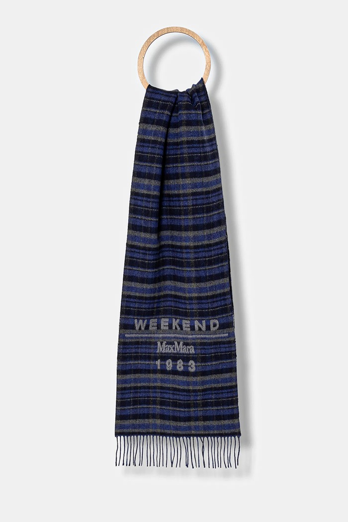 Weekend Max Mara szalik wełniany PAGELLA tkanina granatowy 2525546085600