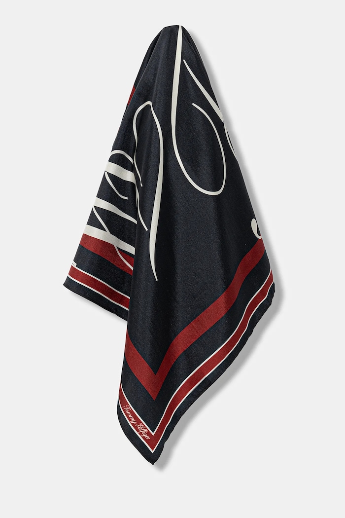 Tommy Hilfiger apaszka jedwabna tkanina granatowy AW0AW17967