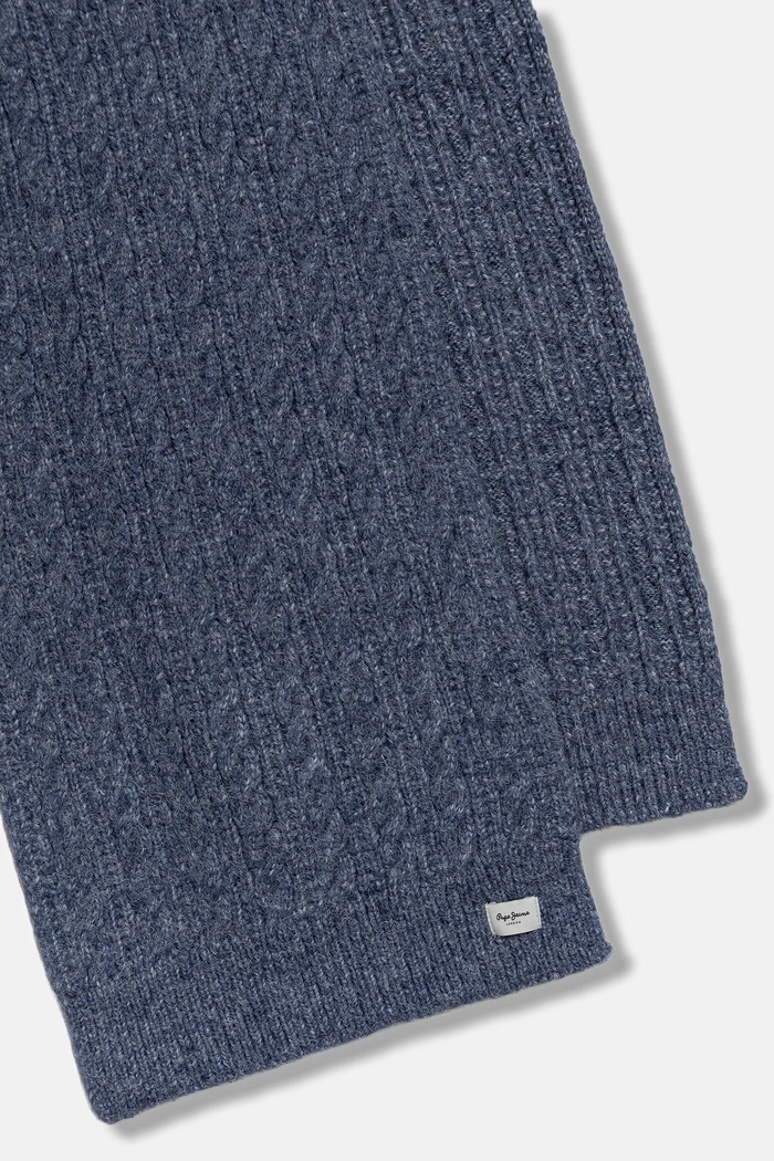 Pepe Jeans eșarfă din amestec de lână PL0600004 albastru AW25