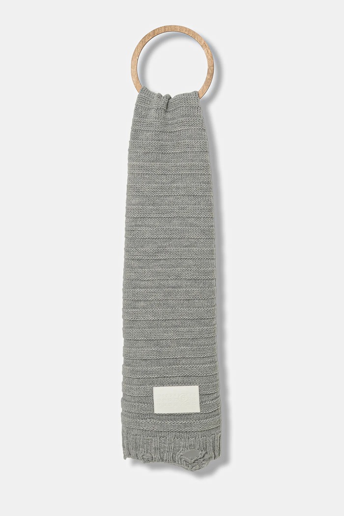 Μάλλινο κασκόλ MM6 Maison Margiela απλό γκρί S52TE0054.M13040.857M