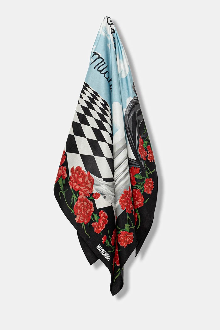 Μεταξωτό φουλάρι Moschino ύφασμα κόκκινο M3292.3549