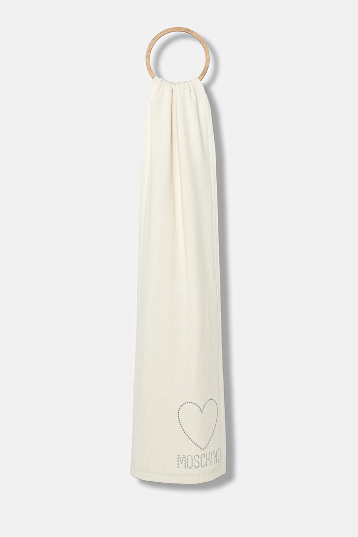 Μάλλινο κασκόλ Moschino μαλλί μπεζ M3333.30839