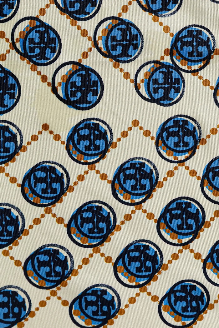 Tory Burch eșarfă de mătase Stamped T Monogram 178248.100 bej AW25