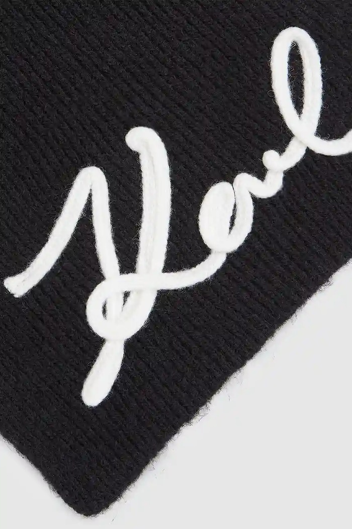 Akcesoria Karl Lagerfeld szalik z domieszką wełny K/SIGNATURE A4W33028 czarny