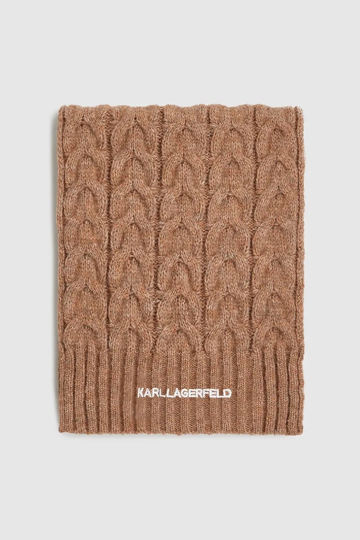 Šál s prímesou vlny Karl Lagerfeld K/ESSENTIAL A4W33029 béžová AW25