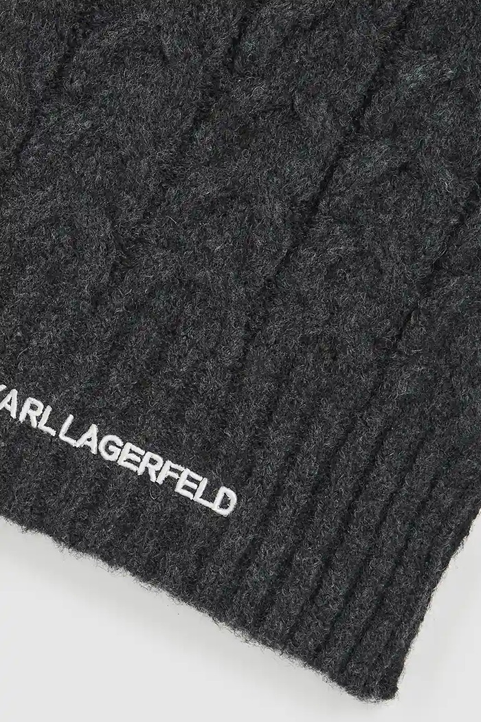 Doplnky Šál s prímesou vlny Karl Lagerfeld K/ESSENTIAL A4W33029 sivá