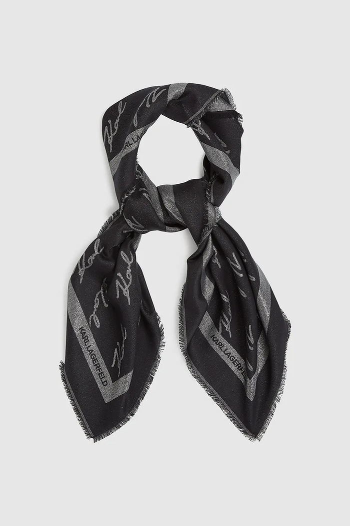 Šatka s hodvábom Karl Lagerfeld K/SIGNATURE látka čierna A4W33034