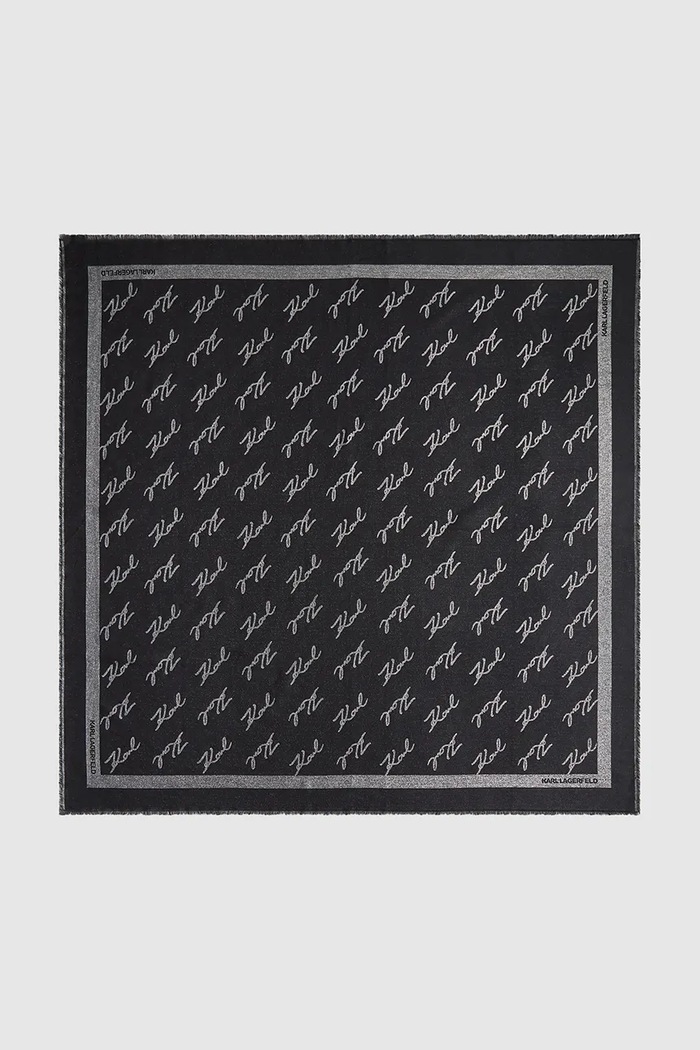 Šatka s hodvábom Karl Lagerfeld K/SIGNATURE A4W33034 čierna AW25