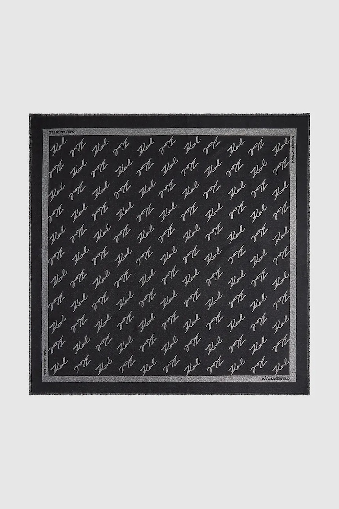 Šatka s hodvábom Karl Lagerfeld K/SIGNATURE A4W33034 čierna AW25