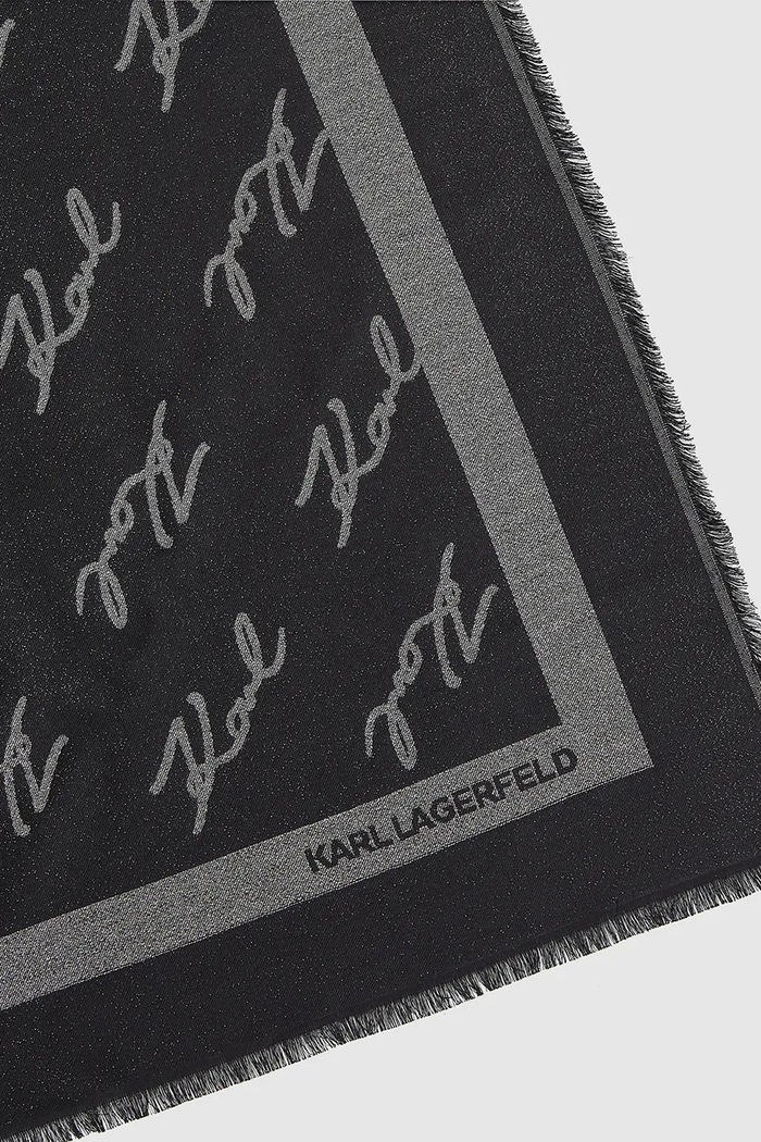 Šatka s hodvábom Karl Lagerfeld K/SIGNATURE čierna A4W33034