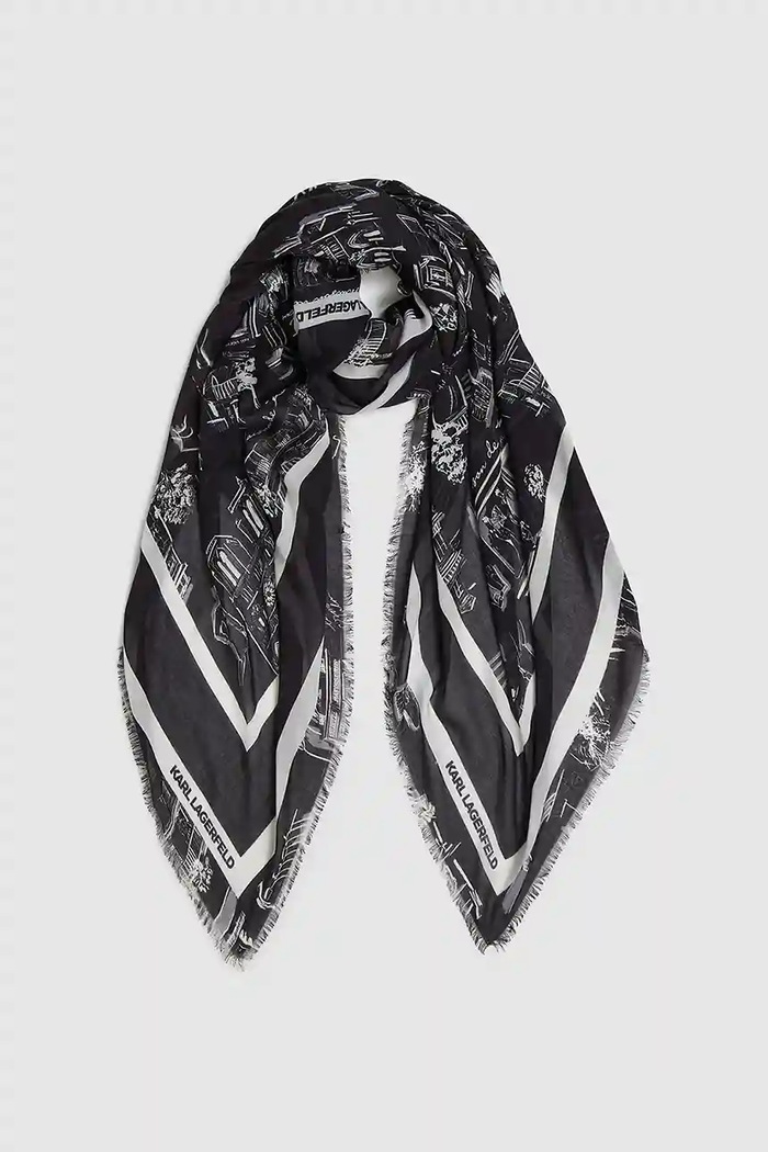 Marama sa svilom Karl Lagerfeld K/SKETCH A4W33116 crna AW25