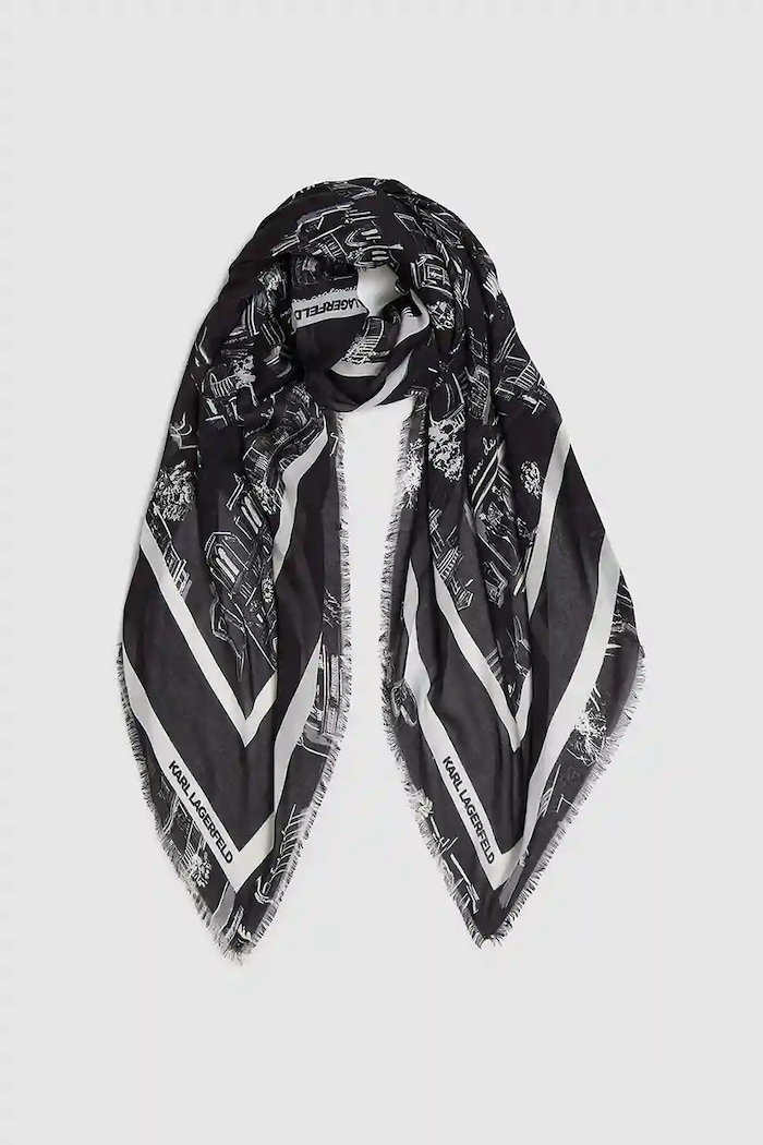 Marama sa svilom Karl Lagerfeld K/SKETCH A4W33116 crna AW25
