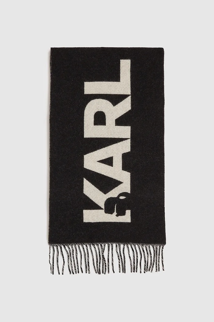 Karl Lagerfeld Fular pentru femei cu lână K/ESSENTIAL negru A4W33125