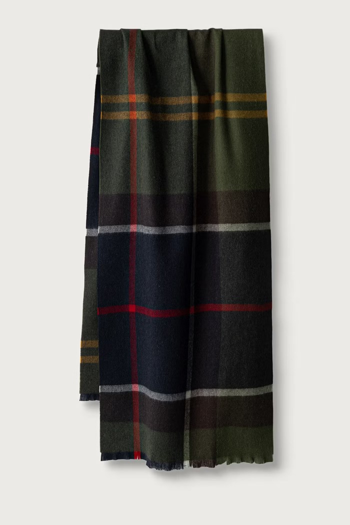 Barbour Szalik damski wełniany Rosefield zielony LSC0354