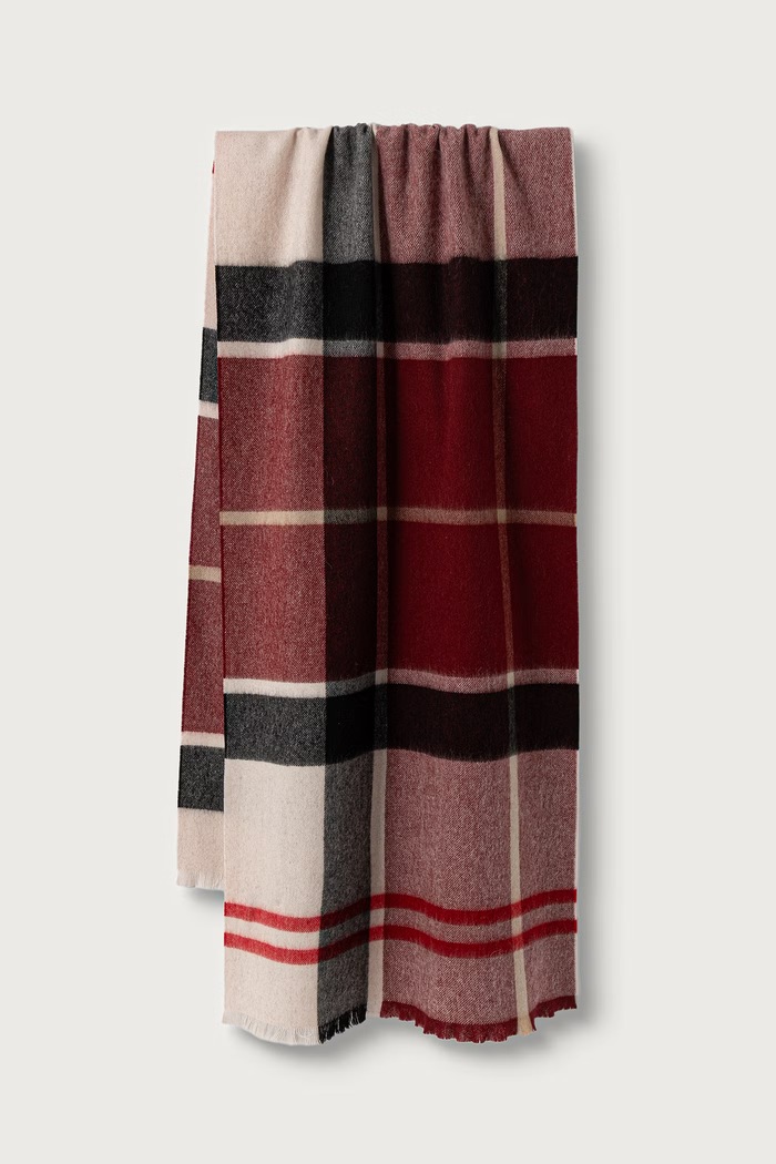 Barbour Szalik damski wełniany Rosefield bordowy LSC0354