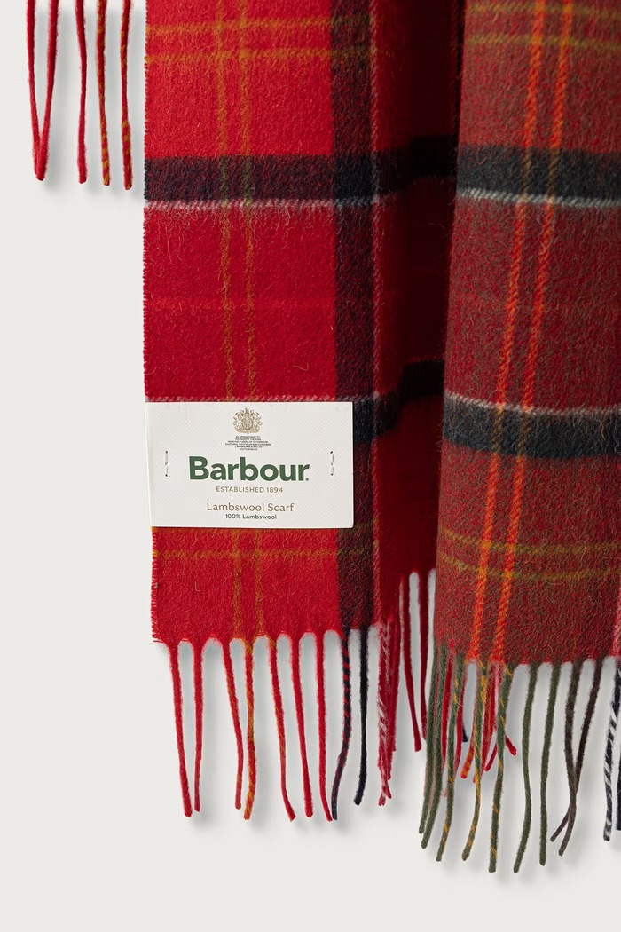 Barbour szalik damski wełniany LSC0477 czerwony AW25