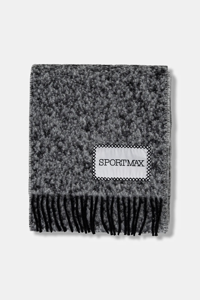 Κασκόλ με προσθήκη μαλλιού Sportmax LIRICHE 2522546022600 μαύρο AW25