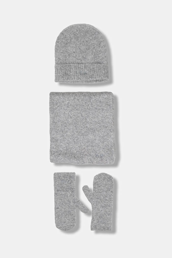 Čepice, šála a rukavice IRO 3-pack nášivka šedá WM52COMBAN
