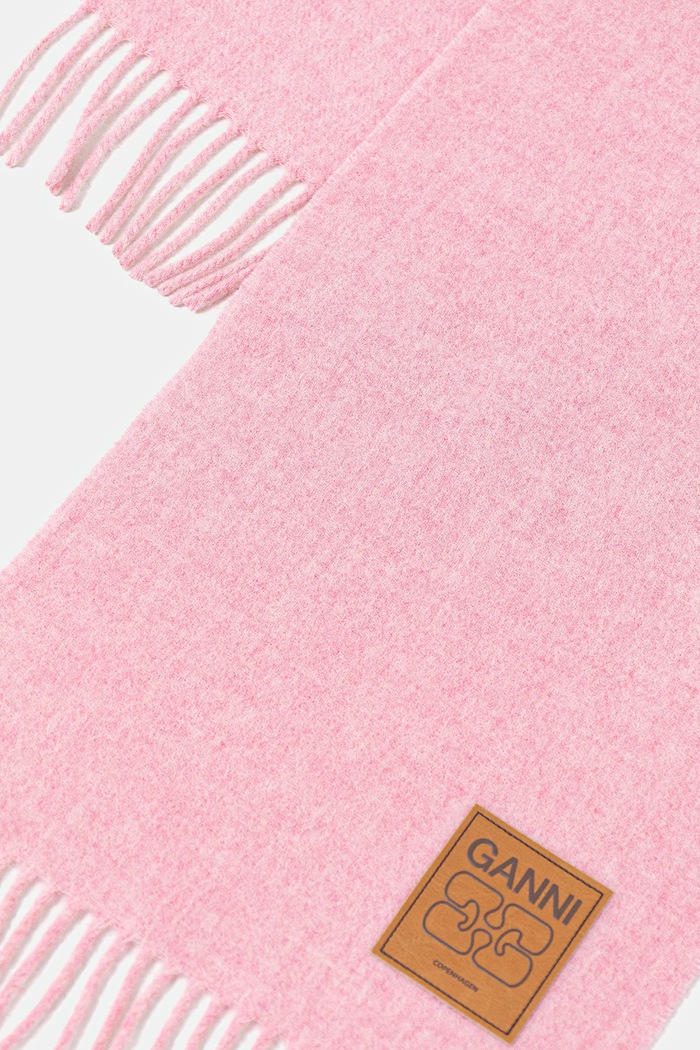 Accessories GANNI wool scarf Double Face Wool Solid A6942 pink