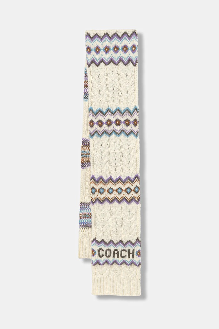 Шал с вълна Coach ситен бежов 29COWC540661