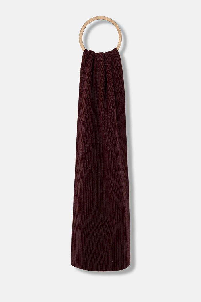 Vlnený šál BOSS BECKHAM X BOSS vlna burgundské 50552883