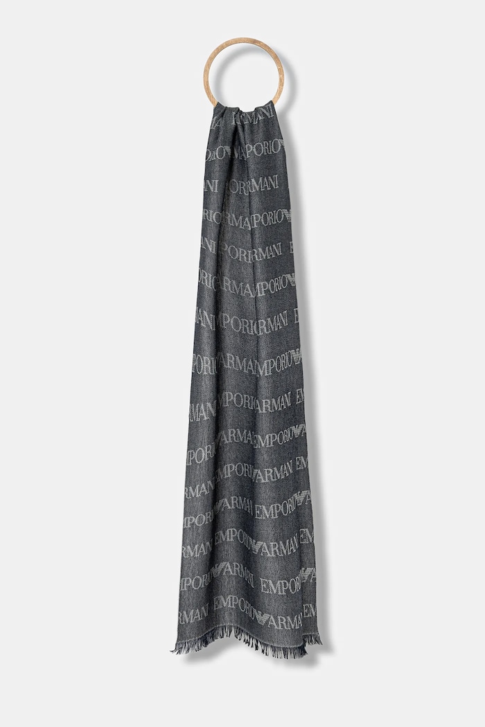 Emporio Armani szalik z dodatkiem wełny pozostałe granatowy EM004238.AF21541