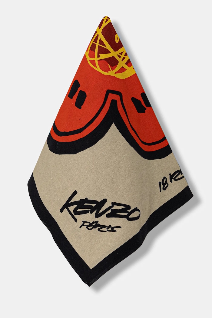 Kenzo apaszka bawełniana Kenzo x Futura wzorzyste beżowy FF68EU230PEH
