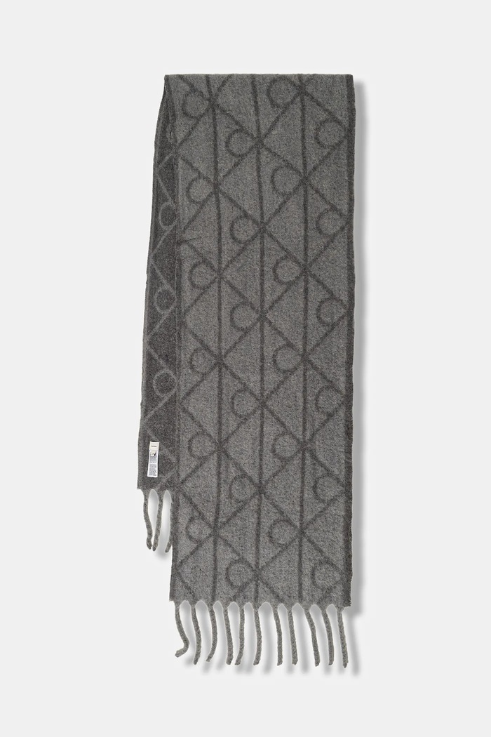 Calvin Klein szalik z dodatkiem wełny średniej grubości szary LV04D8072G