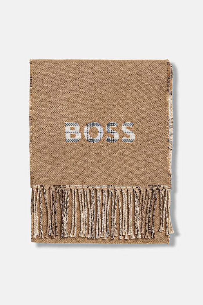 BOSS Fular din amestec de lână Alistar_26*190 50551650 verde AW25