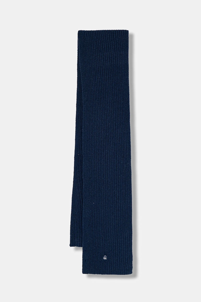 Šal s dodatkom vune United Colors of Benetton debela plava 12PAUU00X