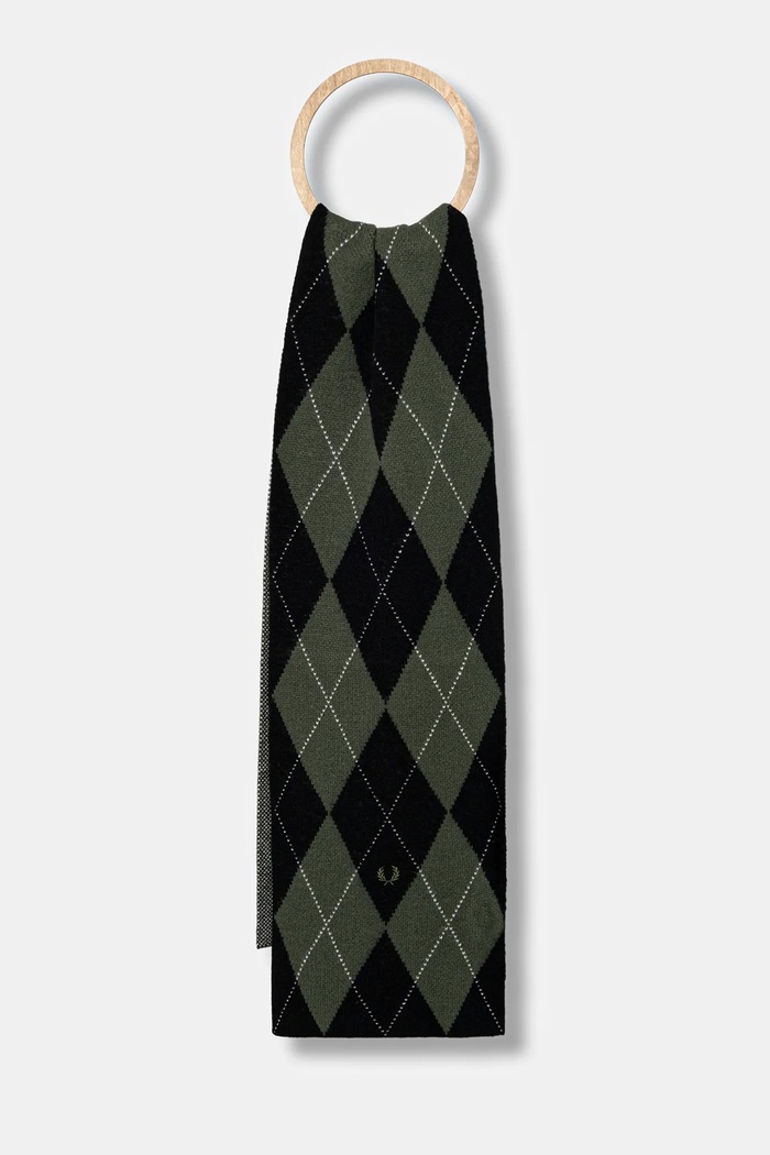 Шерстяной шарф Fred Perry Planet friendly зелёный C1133