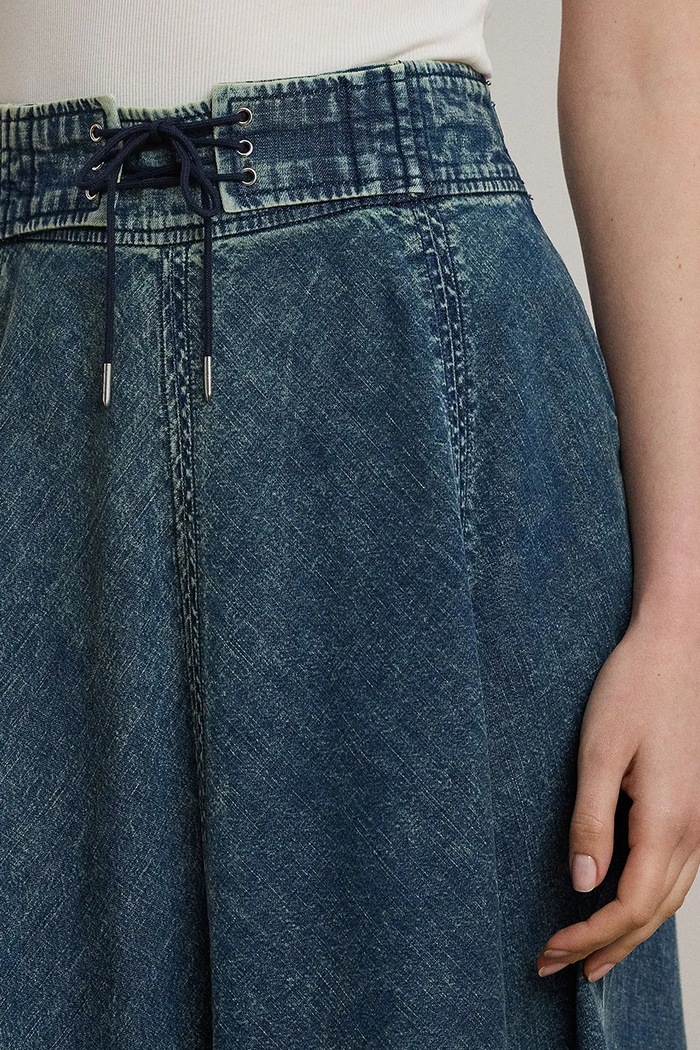 Lauren Ralph Lauren spódnica jeansowa bawełniana niebieski 200971265