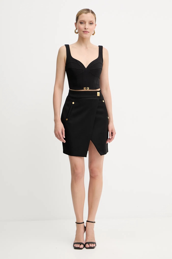 Vlnená sukňa Elisabetta Franchi GO12656E2 čierna AW25