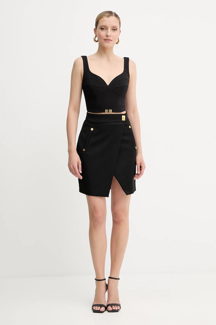 Vlnená sukňa Elisabetta Franchi GO12656E2 čierna AW25