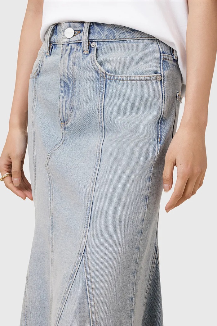 Odzież AllSaints spódnica jeansowa ALMA W068RC niebieski