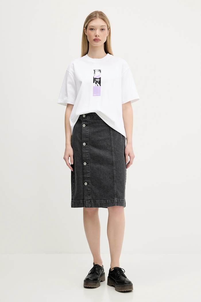 Džínová sukně Karl Lagerfeld Jeans A3W12010 šedá AW25