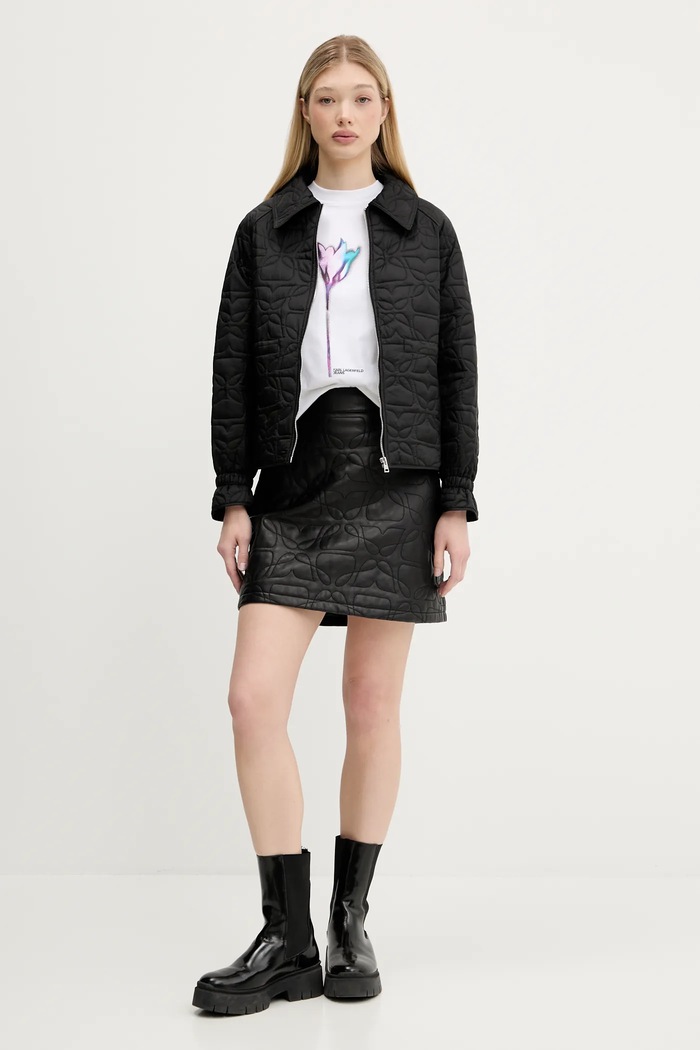 Шкіряна спідниця HUGO Lesani 50542332 чорний AW25