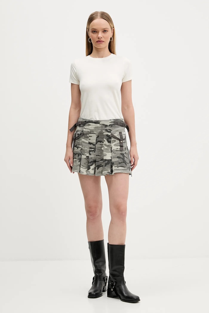 Bavlnená sukňa Guess Originals W5YD0O.WHFN1 sivá AW25