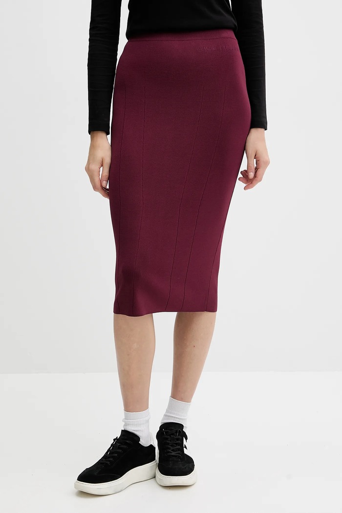 Sukňa Armani Exchange pletenina burgundské XW001302.AF10352