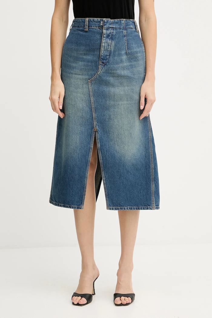 Džínová sukně Victoria Beckham midi modrá 1325DSK006587B