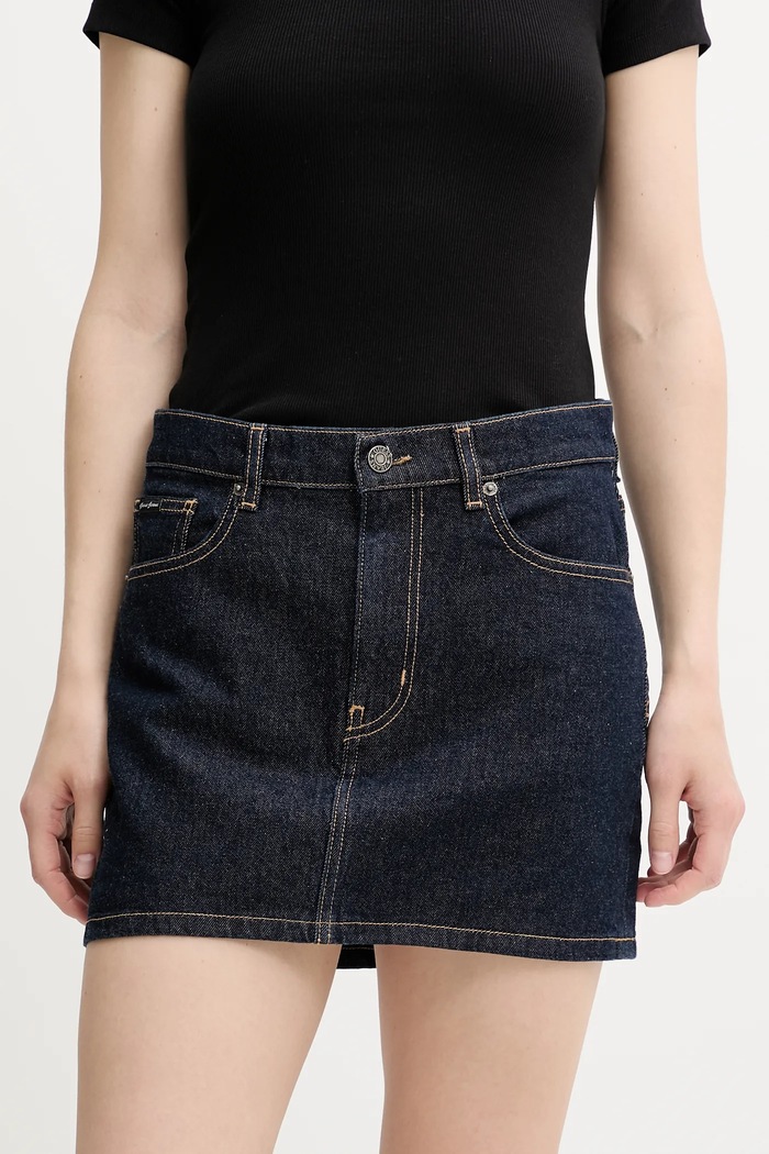 Guess Jeans fustă jeans uni bleumarin W5YD0Q.D5M4C