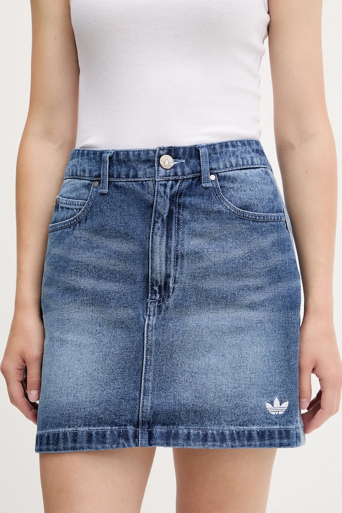 adidas Originals spódnica jeansowa Denim Mini Skt bawełna niebieski JW2649