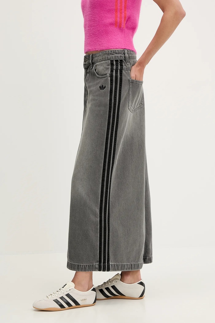 Spódnica jeansowa Denim Long Skirt adidas Originals JW2659 szary