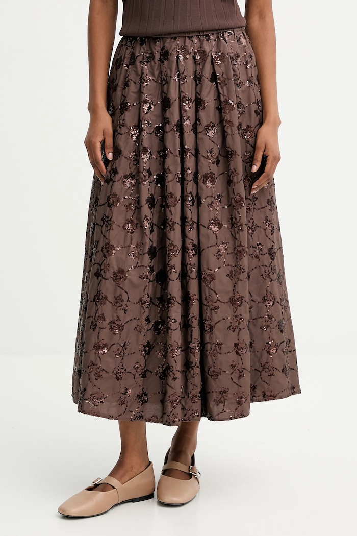 Weekend Max Mara fustă din bumbac TEMPRA imprimeu maro 2525106071600
