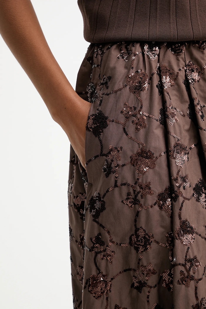 Weekend Max Mara fustă din bumbac TEMPRA maro 2525106071600